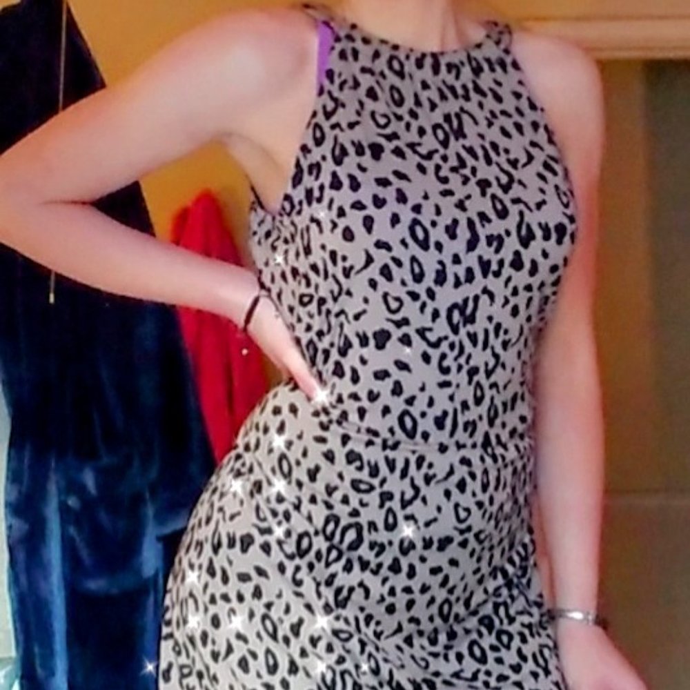 Apt. 9 Sundress Tan/Cream with black leopard print